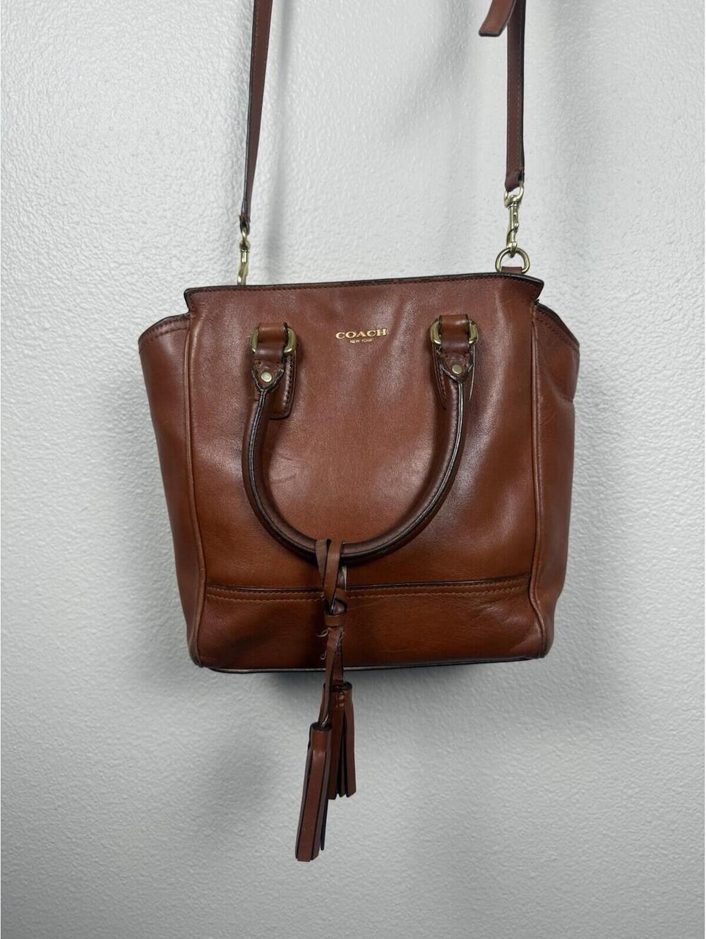 Coach Legacy Leather Mini Tanner Satchel Crossbody Bag Brown Tassel Purse